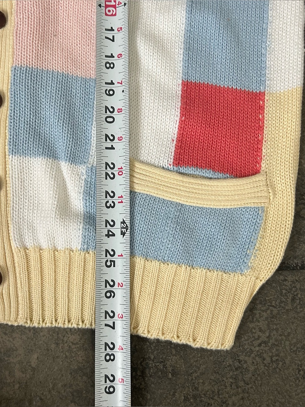 Vintage 90s Pringle of Scotland Knit Sweater Cardigan Color Block Size Medium - Picture 4 of 6